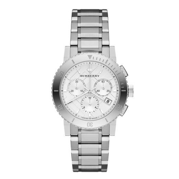 Burberry Accessories - Burberry The City Silver Chronograph Watch